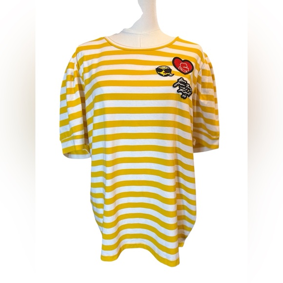 Karl Lagerfeld Tops - 🆕 💛 NWT KARL LAGERFELD Paris Yellow White Stripe Balloon Sleeve T | Women’s XL